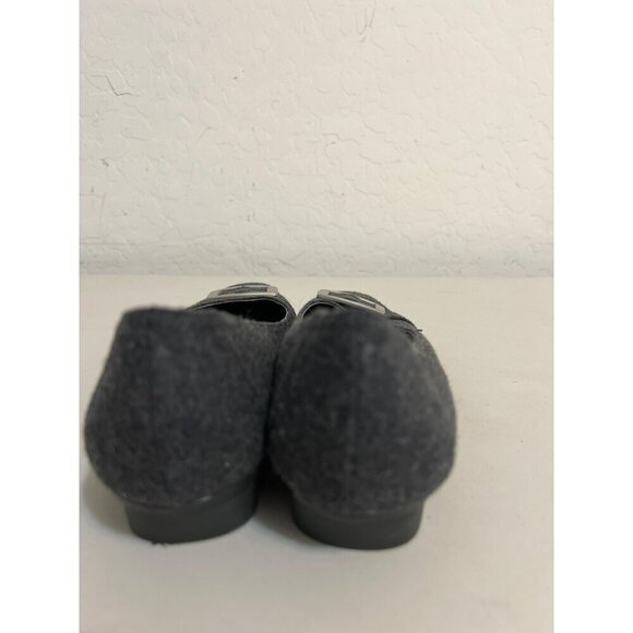 Liz Claiborne Lilly Sz 8 Grey Flannel Silver Buckle Shoes Micro Heel - Picture 4 of 6